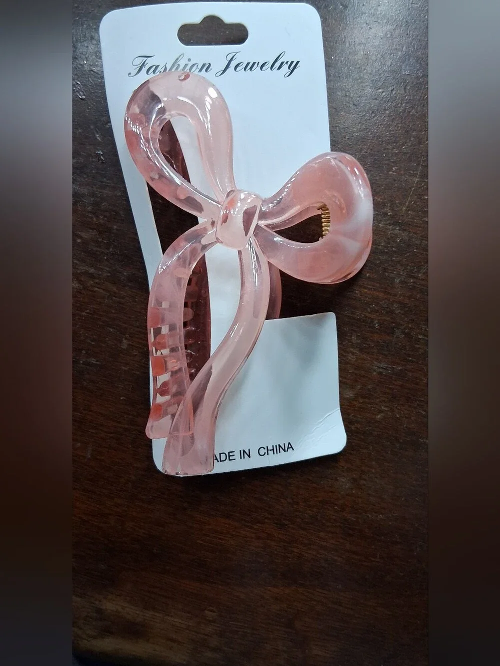Fashion Jewelry Pink Acrylic Bow Hair Claw Clip NWT!
